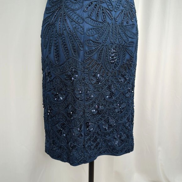 Vintage Sue Wong Sequin Dress 4 Small Blue Formal Bead - Picture 4 of 9